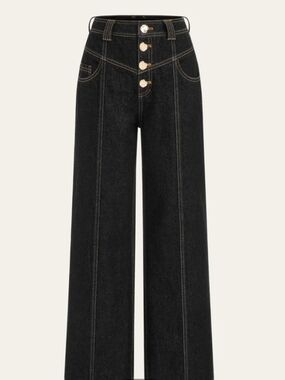 Commense blue Wide-Leg Denim Pants with Contrast Stitching